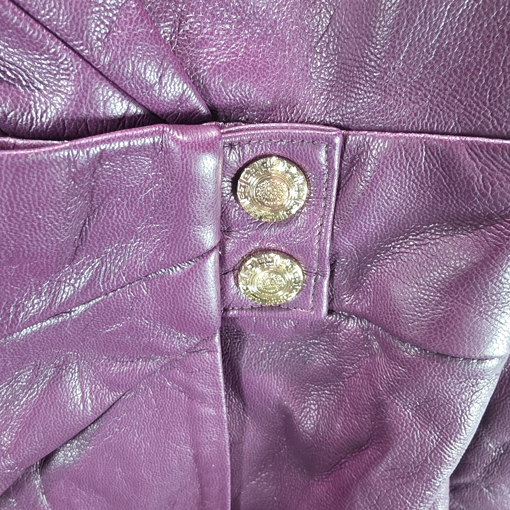 Guess Deep Purple Faux Leather Wrap Mini Dress Sz L NWT - Picture 7 of 12
